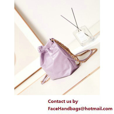 Chanel Shiny Calfskin  &  Gold-Tone Metal CHANEL 22 Mini Handbag AS3980 Lilac